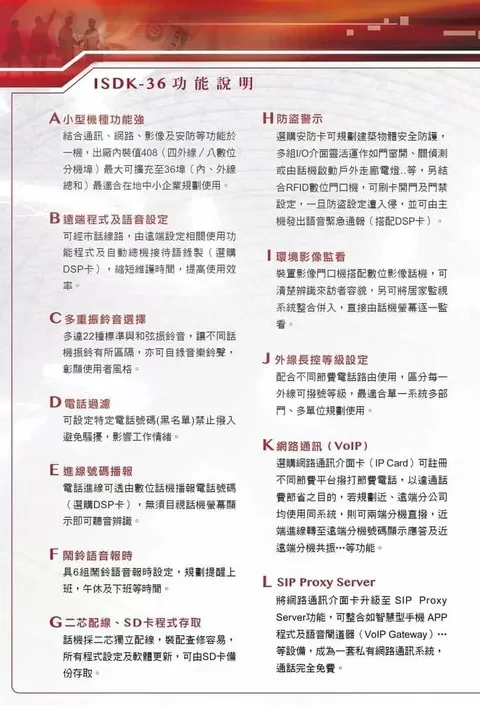 聯盟總機主機 ISDK 36